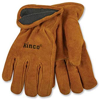 KINCO 50RL-XL Men's Lined Suede Cowhide Leather Gloves, Heat keep Thermal Lining, X-Large, Golden