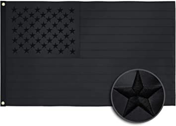 Feezen All Black American Flag 3x5 Ft All Black US Flag, Embroidered Stars, Sewn Stripes, Brass Grommets Black Flag, Heavy Duty USA Flags for Outdoor
