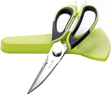 WISLIFE Kitchen Shear - Best Stainless Steel Kitchen Scissors for Poultry, Seafood, Scallop, Herb, Scissoring, Dishwasher Safe Culinary Scissors