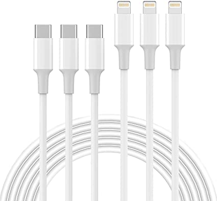 USB C to Lightning Cable, 3Pack 3FT Lightning to USB-C [Mfi Certified AMCL1001] Fast Charging Cable Compatible with iPhone 12/12Pro/11/11Pro/11Pro MAX/XS/XS MAX/XR/X/8/8Plus