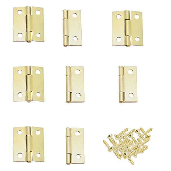 8 Piece Brass Color Mini Hinge Set with Screws