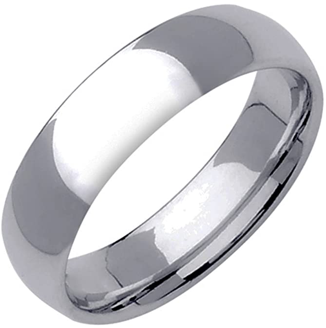 Gemini Dome Comt Fit Silver Color Solid Titanium Couple Anniversary Wedding Ring 6mm