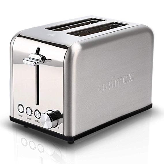 Cusimax 2-Slice Toaster 2 Wide Slot - Stainless Steel Compact Bagel Toaster - 6 Shade Settings Bread Toaster - CMST-80S