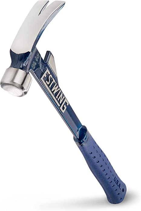 Estwing E6-24T 24oz 16-inch Smooth Face Hammertooth Hammer with Vinyl Shock Reduction Grip, Blue