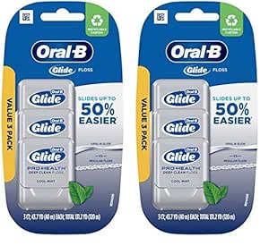 Oral-B Glide Pro-Health Dental Floss, Deep Clean Cool Mint Flavor, 40 M, 3 Count (Pack of 2)