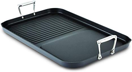 All-Clad E7959064 Hard Anodized Aluminum Scratch Resistant Nonstick Anti-Warp Base Combo Grill / Griddle Specialty 13 by 20-Inch Cookware Pan, 20-Inch, Black - 2100086644