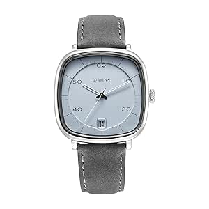 Titan Quartz Analog with Date Anthracite Dial Leather Strap Watch for Men-NS1885SL01