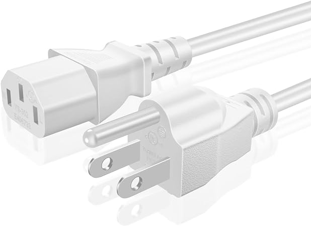 TNP Universal Power Cord (15 Feet) - NEMA 5-15P to IEC320C13 Power Cable Wire Connector Socket Plug Jack - White