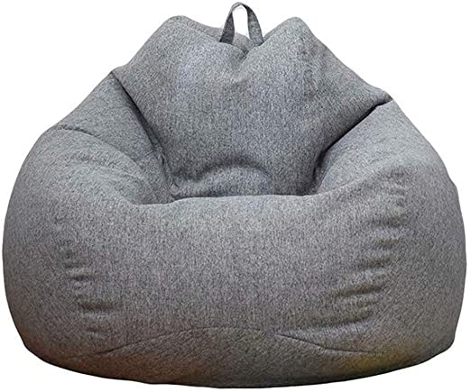 Stuffed Animal Storage Bean Bag Chair Cover (No Filler) - Stuffable Zipper Beanbag Cover-Cotton Linen Memory Foam Beanbag Replacement Cover for Adults and Kids Without Filling