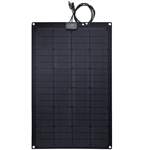 Lensun® 60W 12V Black Fiberglass Semi-Flexible Monocrystalline Solar Panel for 12V Charge Battery on Boats, Caravans, Motorhomes, Yachts, RVs