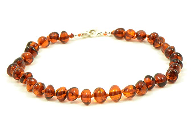 Genuine Baltic Amber Adult Anklet, Adjustable 7.5~9.5inches (19-24cm)