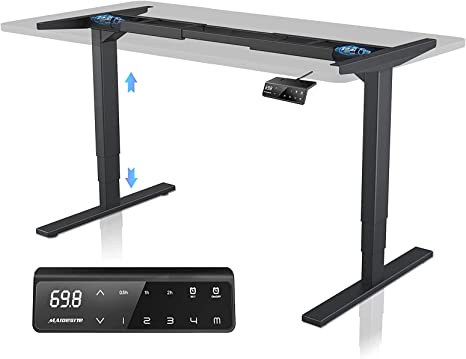 MAIDeSITe Height Adjustable Standing Desk, Electric Legs Adjustable Table with Memory Control, Thickened Steel Strong Bearing Desk Frame, Prevent Back Pain Home Office Writing Table without Top