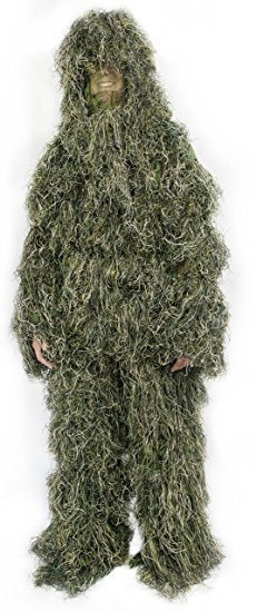 Ghillie Suit Camo Woodland Camouflage Forest Hunting 4-Piece   Bag by VIVO