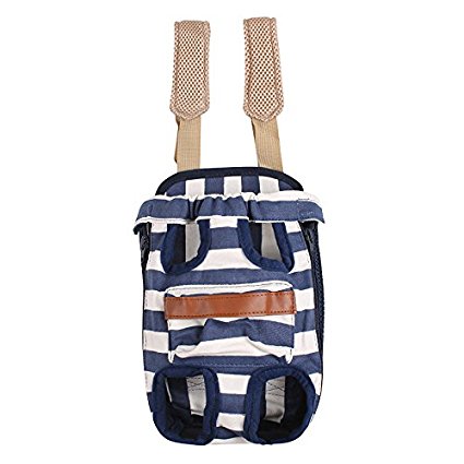 FATPET® Pet Legs Out Travel Front Style Canvas Stripe Dog Puppy Cat Carrier Bag Backpack 4Sizes