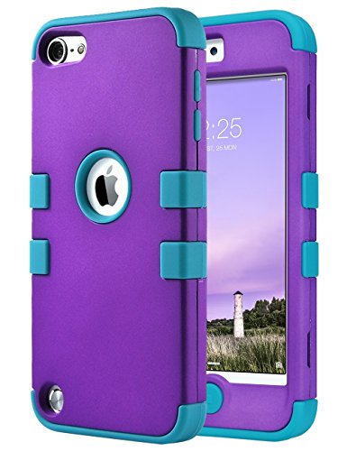 iPod Touch 5 Case,iPod 5 Case,5th Case,ULAK [Colorful Series] Anti-slip Cover 3 in 1 Hard PC Soft Silicone Hybrid Dust Scratch Shock Resistance for iPod touch 5 6th Gen(Purple/Blue)