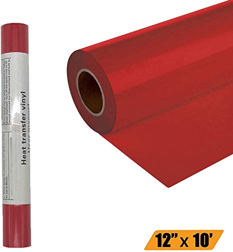 12 inch Heat Transfer Vinyl Roll -YIWULA 2020 1 Roll Vinyl Heat Transfer Iron On DIY Garment Film Silhouette Paper Art,DIY Heat Press Design for T-Shirt, Clothes, Hats and Other Textiles (Red)
