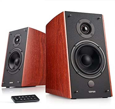 Edifier R2000DB Bluetooth Active Bookshelf Speaker System with Optical and Dual RCA Inputs for Multiple Audio Sources - Brown Wood