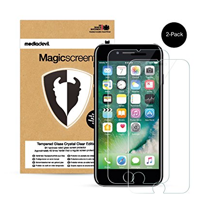 2-Pack Apple iPhone 7 Plus Tempered Glass Screen Protector, MediaDevil Magicscreen Crystal Clear (Invisible)