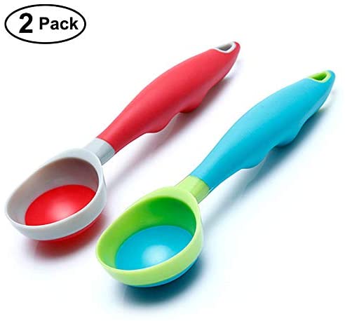 Ice Cream Scoop, 2PCS Nonstick Anti-Freeze Food grade PPR   rubber Ice Cream Scooper with the Hung Hole Design, Comfortable Handle, Dishwasher Safe,Ice Cream Scoops,