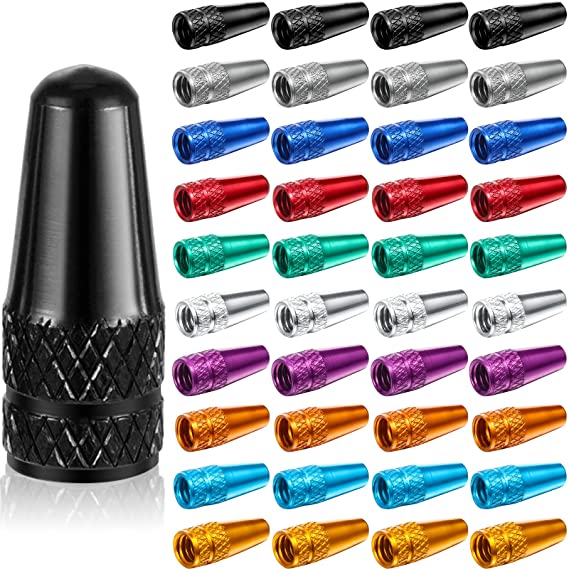 40 Pieces Bicycle Presta Valve Cap Multi Color Anodized Aluminum Presta Cycling Valve Cap Bicycle Bike Tire Caps French Style Cap Dust Covers