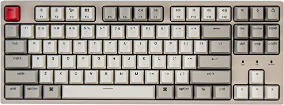 Keychron C1 Hot-swappable Wired Mechanical Keyboard for Mac Layout, Keychron Mechanical Blue Switch/USB Type-C Cable/Double-Shot ABS Keycaps Tenkeyless 87 Keys Computer Keyboard for Windows PC