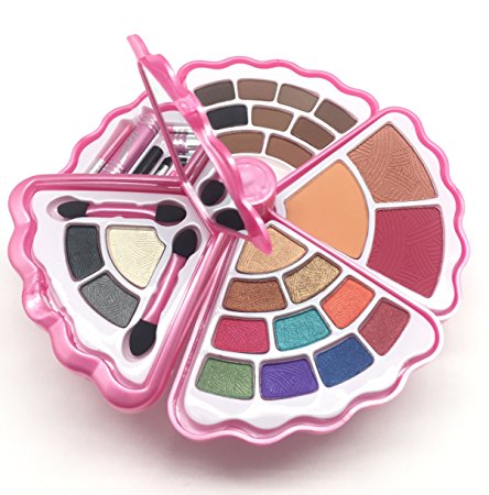 BR- All in one Makeup Set - Eyeshadows, Blush, Lip gloss Mascara and Wax (Shell, Light Pink)