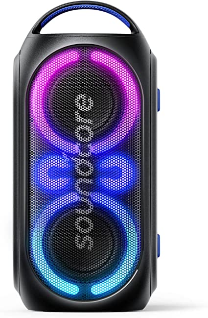 Soundcore Anker Rave Party 2 Portable Speaker, 120W Stereo Sound, PartyCast 2.0, Light Show, IPX4 Water-Resistant, 16H Playtime, Mic Input, Custom EQ & Bass Up for Party, Tailgating, Backyard, Pool