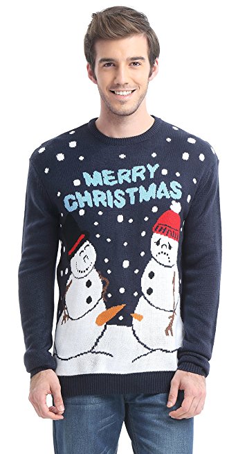 *daisysboutique* Men's Christmas Holiday Snowman Sweater Cute Ugly Pullover