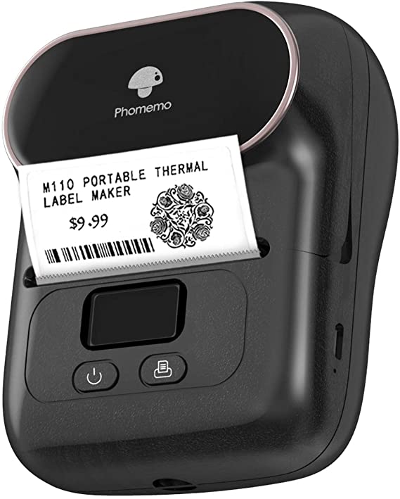 Phomemo M110 Label Maker, Price Label Printer with Bluetooth, Apply to Labeling, Shipping, Office, Cable, Retail, Barcode and More, Compatible for Android & iOS System, Label Printer Machine Black