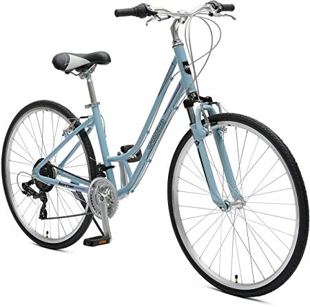 Critical Cycles Barron 21 Speed Lady's Hybrid Bike with Step-Thru Frame, Powder Blue