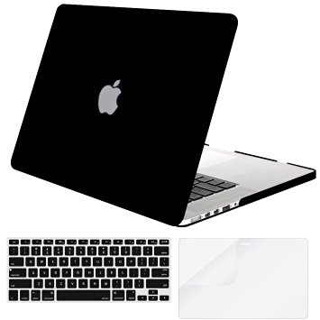 Mosiso Plastic Hard Case with Keyboard Cover with Screen Protector for Macbook Pro 13 Inch with Retina Display No CD-ROM (A1502/A1425), Black