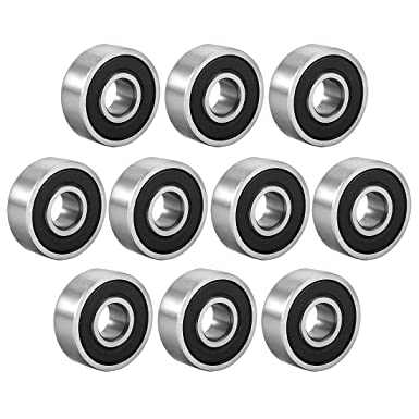 uxcell 606-2RS Deep Groove Ball Bearing Double Sealed 180016 6mm x 17mm x 6mm High Carbon Steel Z1 Bearings Pack of 10