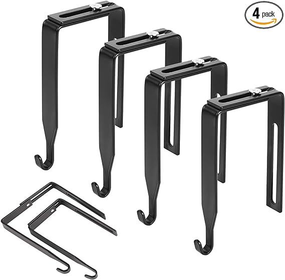 4 Pack Metal Cubicle Hangers Over The Door Mirror Hooks Adjustable Cubicle Hooks Universal Door Hangers for Hats, Fit Panels with 1.4" to 3.5" Thickness (Black)