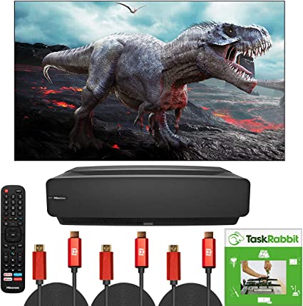 Hisense 100-Inch Class L5 Series 4K UHD Android Smart Laser TV with HDR (100L5F, 2020 Model) Home Theater Cinema Bundle with Deco Gear Pack of 3 HDMI Cables and TaskRabbit Installation Services