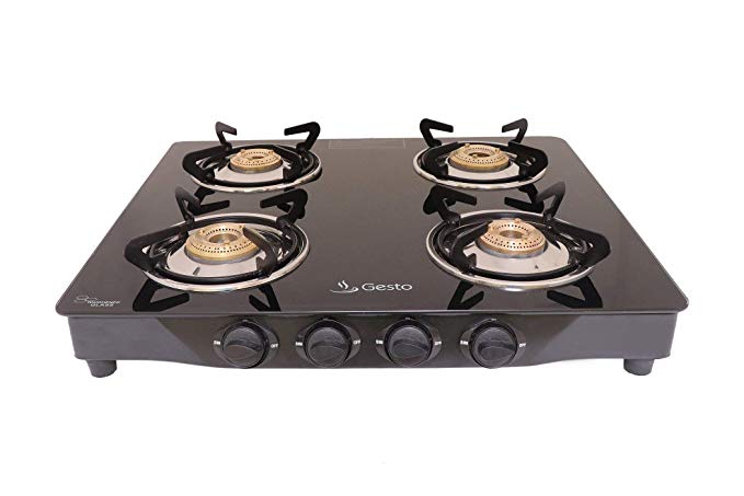 Gesto 4 Burner Vista Gas Stove Stainless Steel.5 years Warranty on Brass Burners.Door Step Service At Home.Save 15% LPG Its Challenged.
