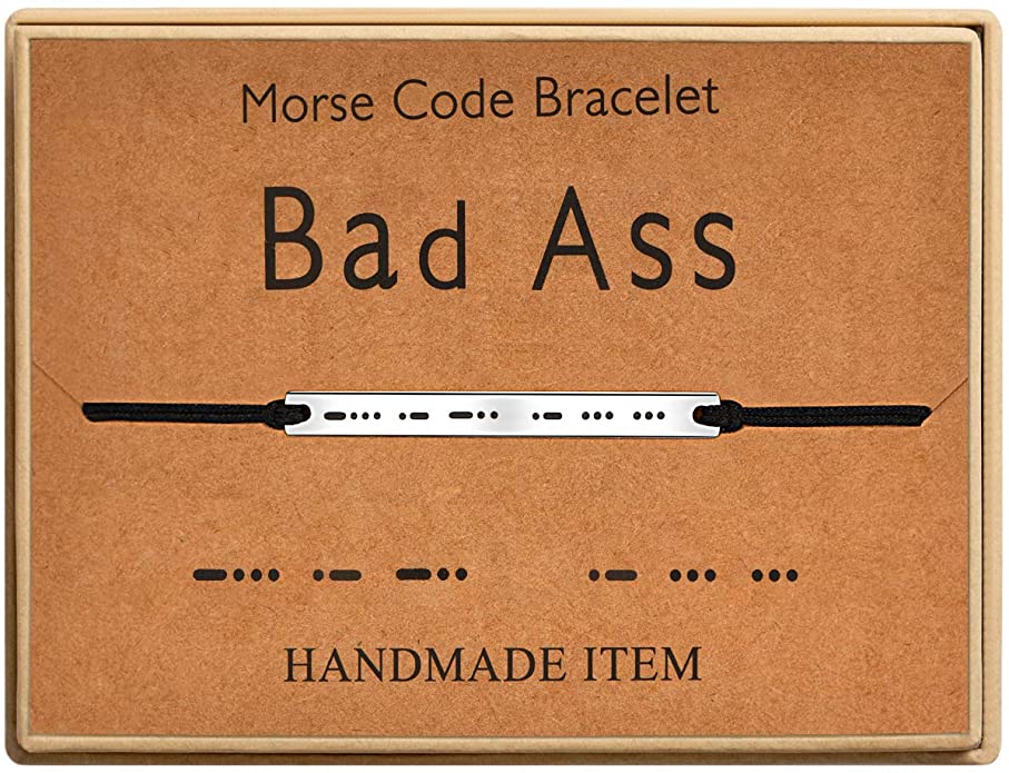 SANNYRA Morse Code Bracelet Bar on Silk Cord Friendship Bracelet Gift for Her