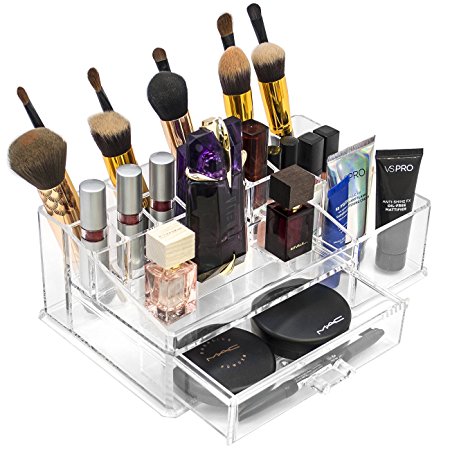 Sorbus Acrylic Cosmetics Makeup and Jewelry Storage Case Display Sets –Interlocking Drawers to Create Your Own Specially Designed Makeup Counter –Stackable and Interchangeable