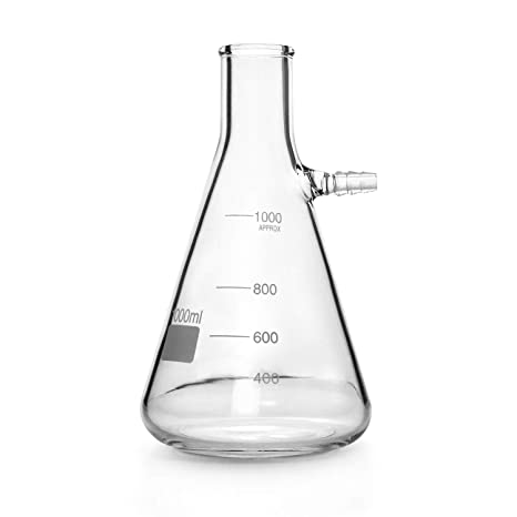 QWORK 1000ml Clear Borosilicate Glass, Bolt Neck with Tubulation, 1L Filtering Flask