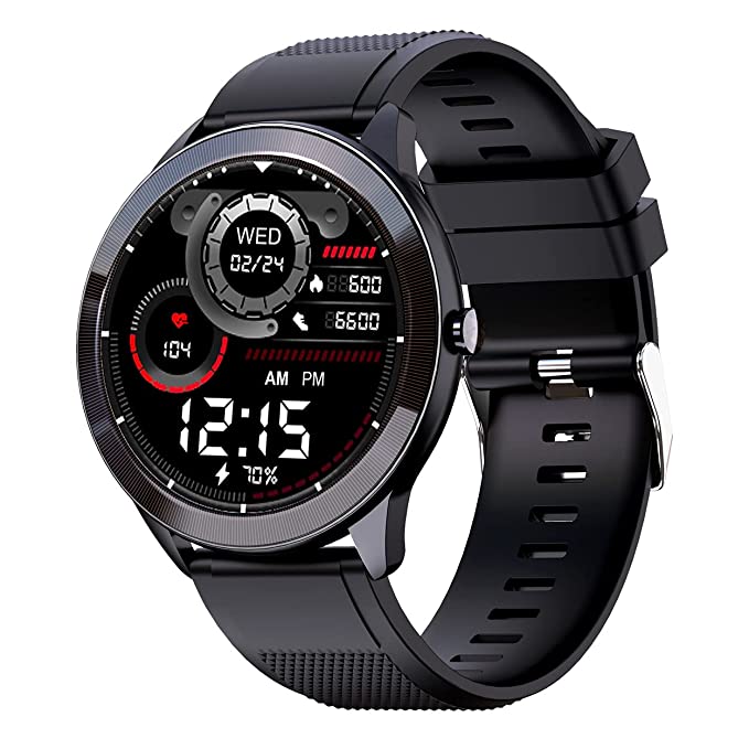 Maxima Max Pro X4 Smartwatch with SpO2, Up to 15 Day Battery life, 1.3” Round Full-touch Display with Ultra Bright Screen of 380 Nits, 10  Sports Mode, Continuous Heart Rate Monitoring, & Unlimited Customized Watch Faces