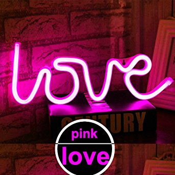 LED Love Neon Light Sign - Neon Signs Pink Love Light up Signs Wall Lights Battery and USB Operated Neon Lamps Room Decor for Bedroom,Living Room,Wedding,Christmas Gift