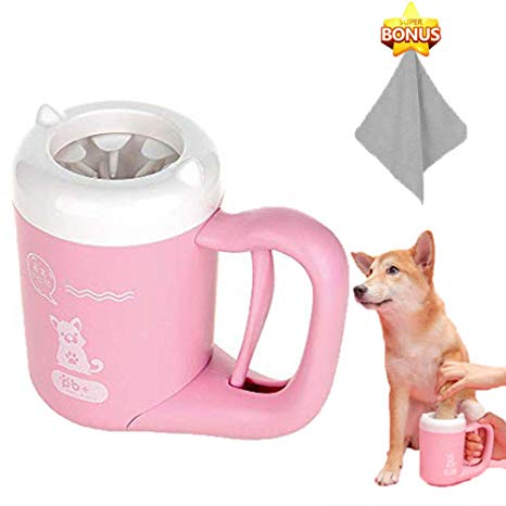 ADOGGYGO Dog Paw Cleaner Feet Washer Muddy Paw Cleaner Cup for Dogs Cats Puppy Silicone Pet Feet Cleaner with Towel