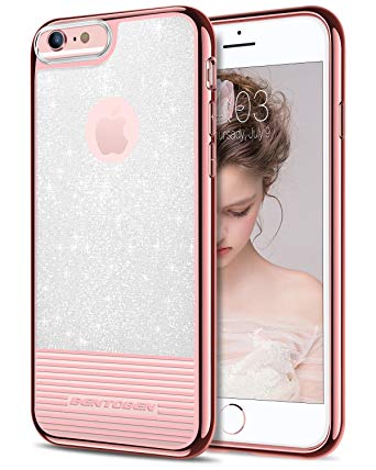 iPhone 6S Plus Case, iPhone 6 Plus Case, BENTOBEN Bling Glitter Clear Drop Protection Hard PC TPU Hybrid Dual Layer Slim Shockproof Stripes Phone Case for iPhone 6S Plus/6 Plus (5.5 inch) Rose Gold