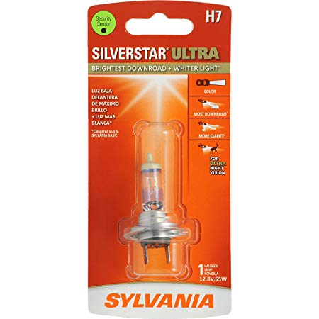 SYLVANIA - H7 SilverStar Ultra - High Performance Halogen Headlight Bulb, High Beam, Low Beam and Fog Replacement Bulb, Brightest Downroad with Whiter Light, Tri-Band Technology (Contains 1 Bulb)