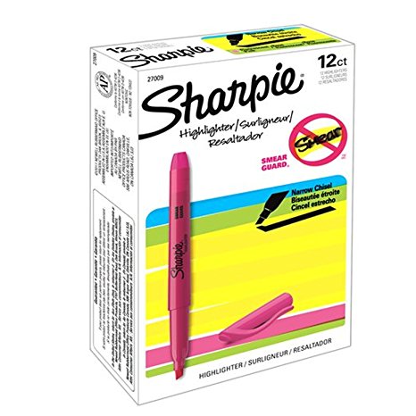 Sharpie Accent Pocket Style Highlighters, Chisel Tip, Fluorescent Pink, 36-Count