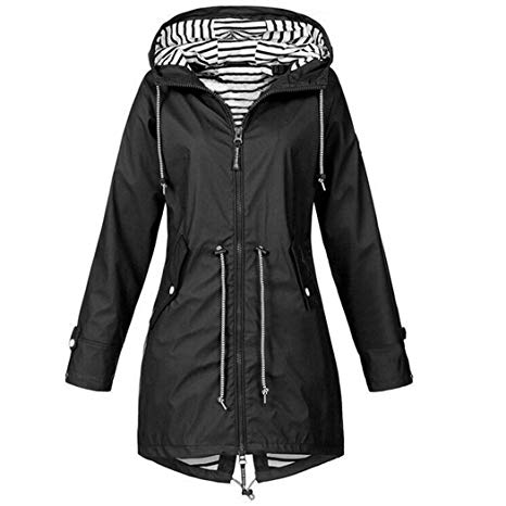 SummerRio- Women Windbreaker Transition Jacket Long rain Jacket with Hood, Breathable Jacket Coat Outdoor Jacket