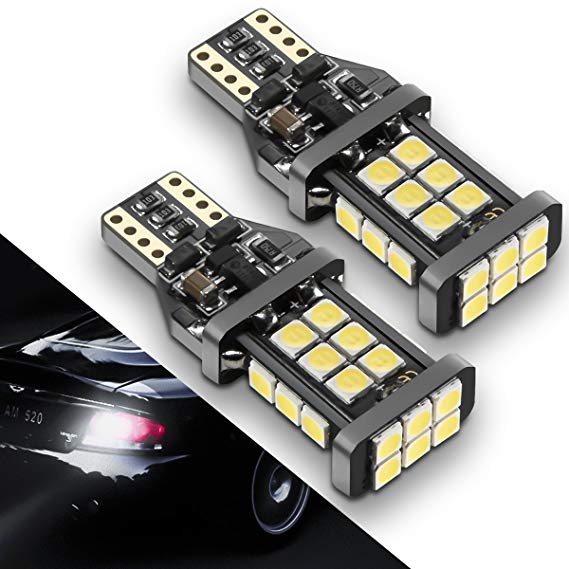 [2018 UPGRADED] 921 LED Bulb Backup Lights, 912/T15 Reverse Lights, SEALIGHT Error Free Non-polarity High Power 24 LED Chipsets 1600 Lumens Cool White Xenon 6000K, 1 Yr Warranty (Pack of 2)