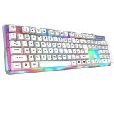 E-3lue EKM725 Waterproof Colorful Backlit Professional Gaming Keyboard with 22 Non-conflict Keys 8 Switchable Backlight Colors White