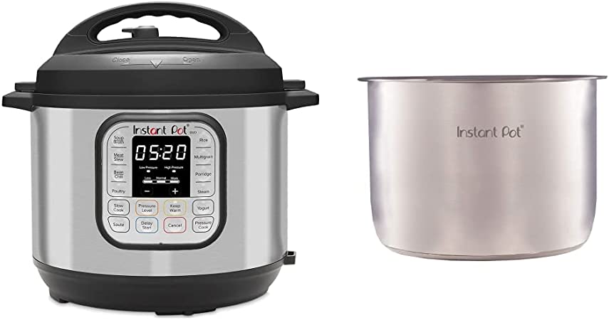 Instant Pot Duo 7-in-1 Electric Pressure Cooker, 8 Quart & IP-Stainless Steel Inner Pot 8Qt Genuine Stainless Steel Inner Cooking Pot - 8 Quart