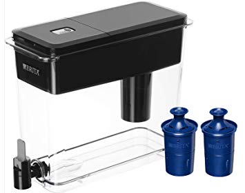 Brita Extra Large 18 Cup Filtered Water Dispenser with 2 Longlast Filter, Reduces Lead, BPA Free – Ultramax, Jet Black