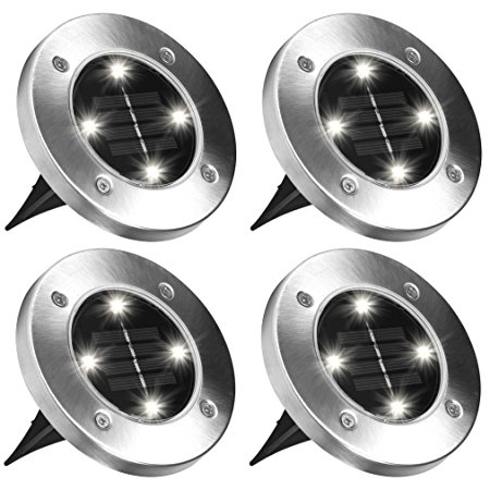 Disk Lights 4-LED Solar-powered Auto On/Off Outdoor Lighting As Seen On TV (Set of 4; Original)